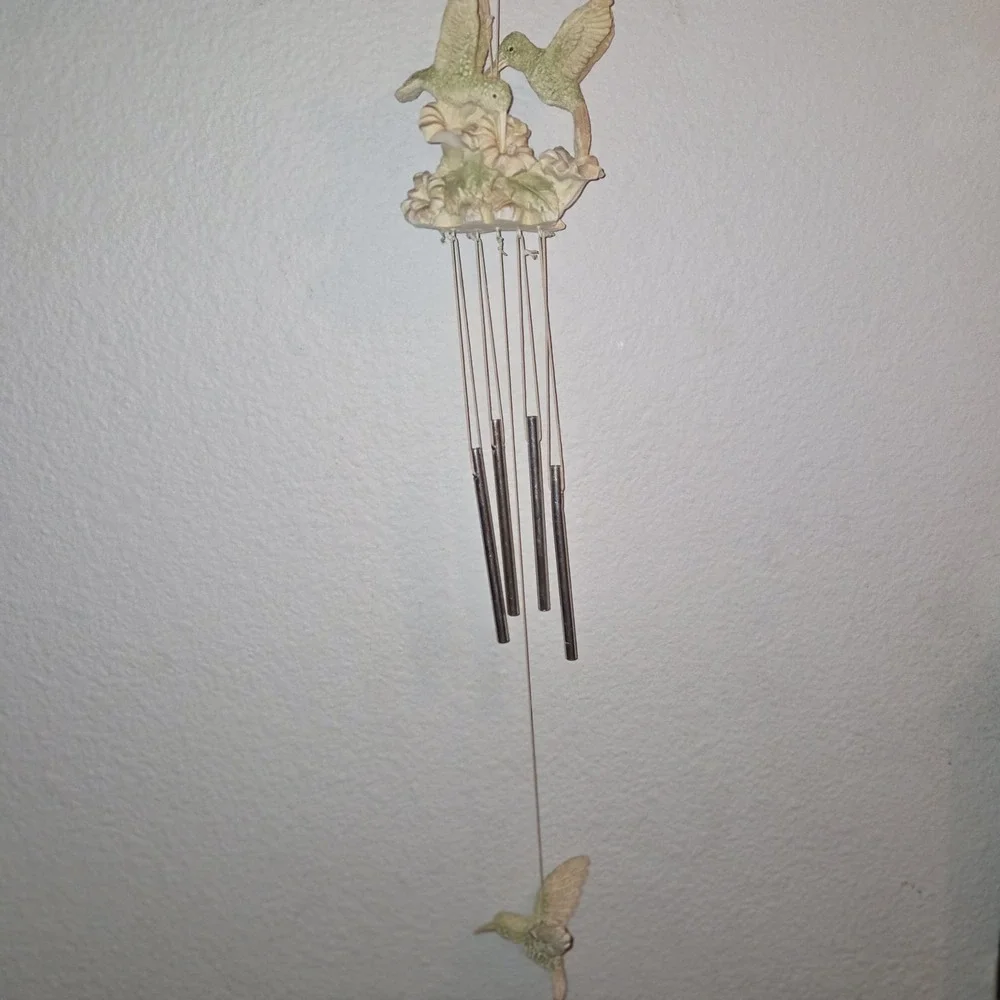 Hummingbird Wind Chime Resin Hanging Garden Decor Metal Chimes Patio Porch
